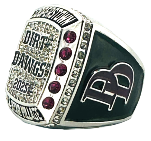 Custom Championship Rings - Dirt Dawgs - Right Side of Cooperstown Baseball Diamond Championship Ring