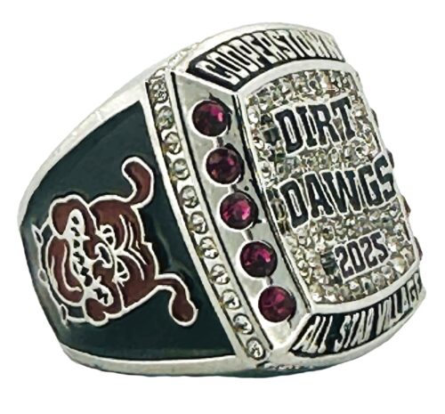 Past Custom Team Rings - Dirt Dawgs - Left Side of Cooperstown Baseball Diamond Championship Ring