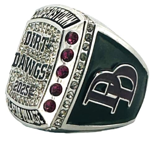 Past Custom Team Rings - Dirt Dawgs - Right Side of Cooperstown Baseball Diamond Championship Ring