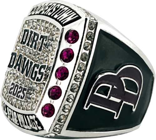 Custom Championship Rings - Dirt Dawgs - Right Side of Cooperstown Baseball Diamond Championship Ring